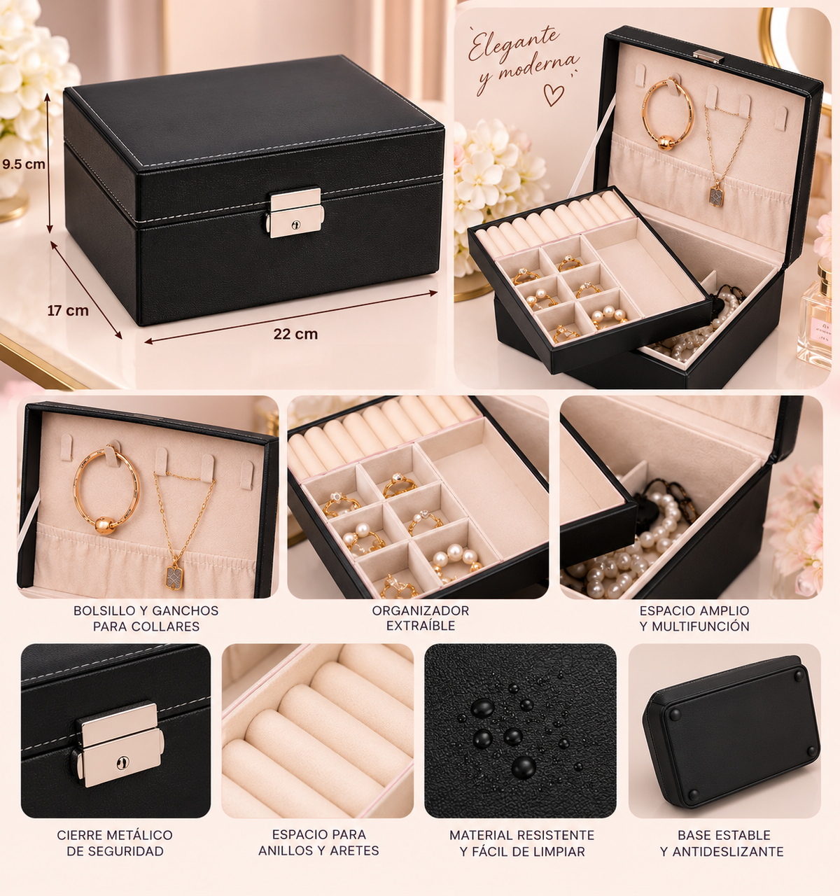 Joyero Organizador Elegante con Compartimentos 💍✨