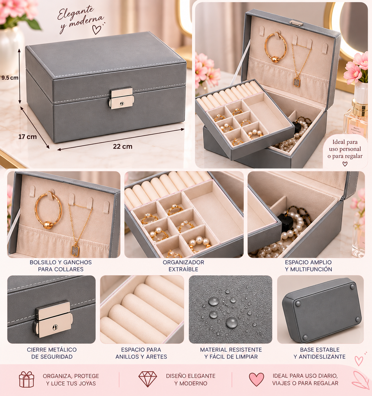 Joyero Organizador Elegante con Compartimentos 💍✨